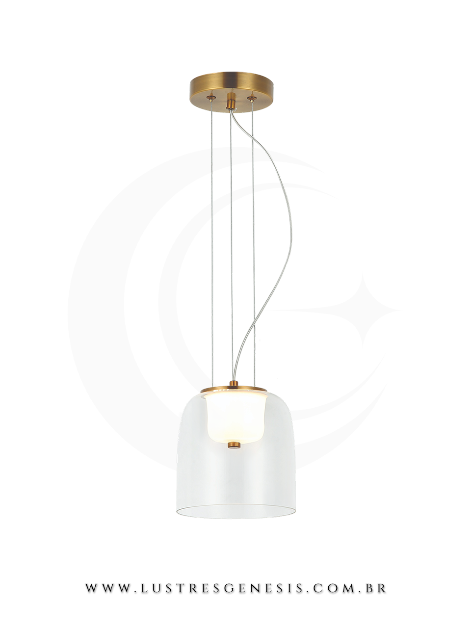 Pendente LED Moderno Metal Bronze Vidro Transparente 7W DCD04067 16x17cm, Bancada Area Gourmet, Lavabo, Cabeceira de Cama, Banheiro